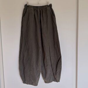 Olive Green Linen Lantern Pants (medium)